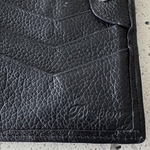 Brighton Ferrara Folio Wide Black Leather Wallet Embossed Pattern Travel Casual - Picture 3 of 12
